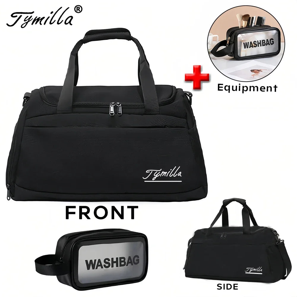 Tymilla Brand,31L Clothing Bag+Wash Bag,Lightweight,Short-distance,Duffle Storage,Messenger Bag,Sports Gym Bag,Golf Bag,Yoga Bag