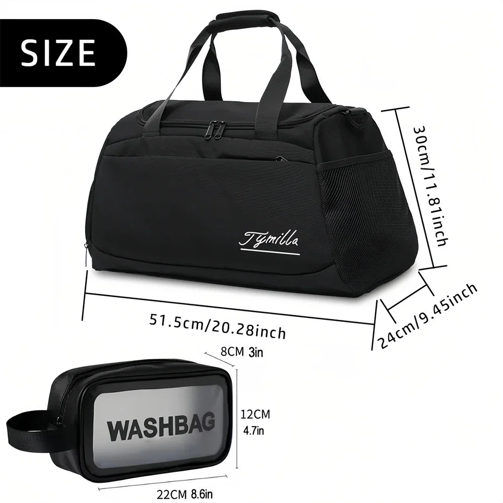 Tymilla Brand,31L Clothing Bag+Wash Bag,Lightweight,Short-distance,Duffle Storage,Messenger Bag,Sports Gym Bag,Golf Bag,Yoga Bag