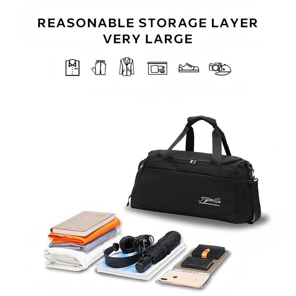 Tymilla Brand,31L Clothing Bag+Wash Bag,Lightweight,Short-distance,Duffle Storage,Messenger Bag,Sports Gym Bag,Golf Bag,Yoga Bag