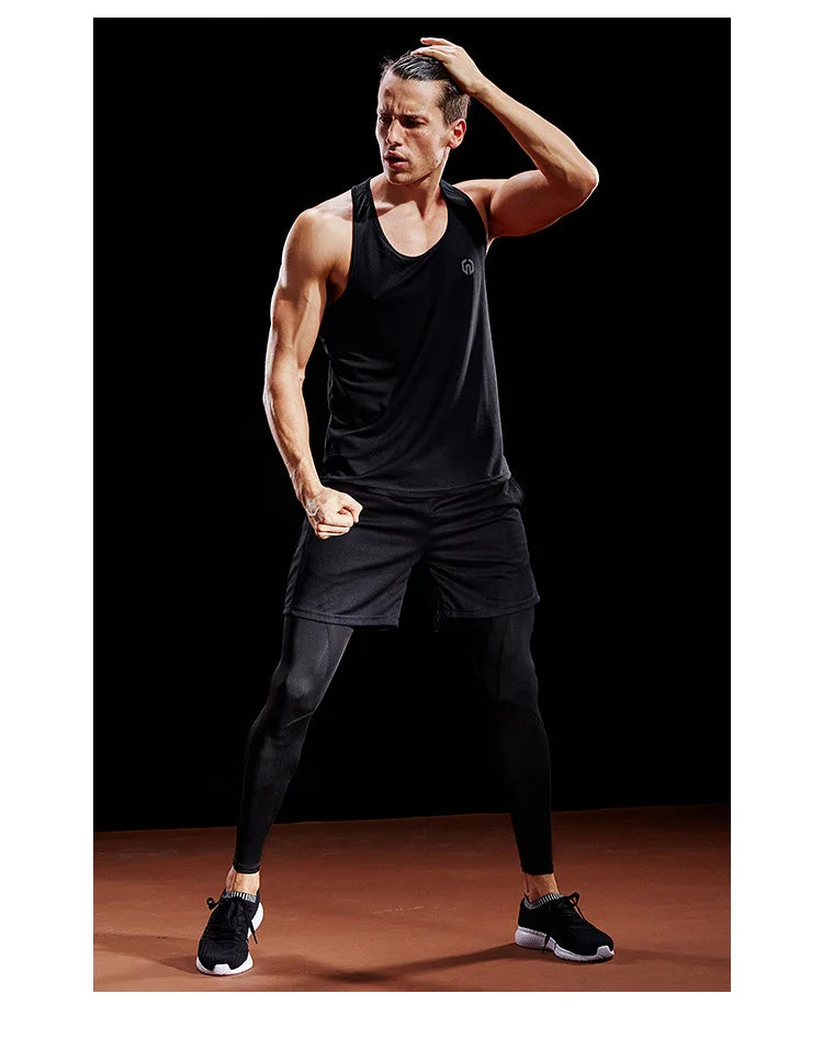 2PCS Adult Men Women Running Outdoor Shirts Tight Gym Tank Top Fitness Sleeveless T-shirts Sport Exercise Basketball Vest Clothe
