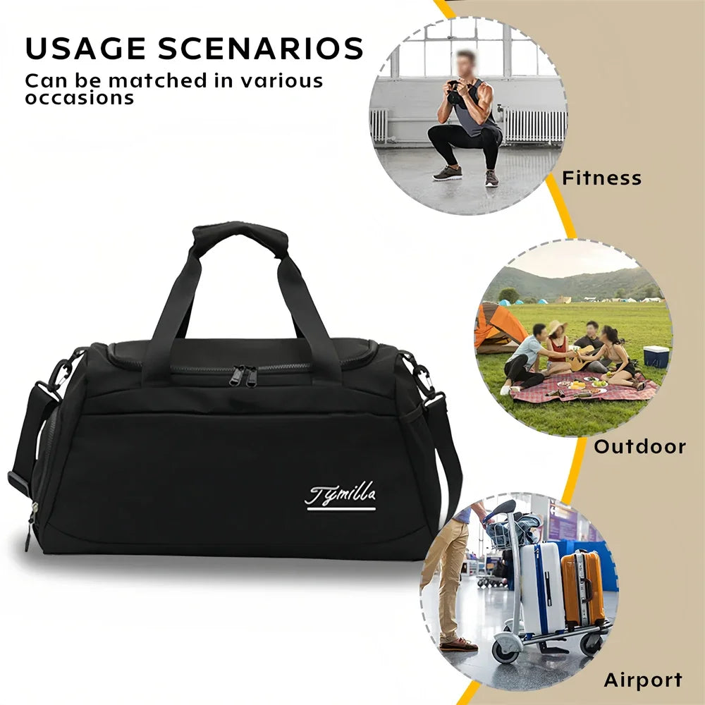 Tymilla Brand,31L Clothing Bag+Wash Bag,Lightweight,Short-distance,Duffle Storage,Messenger Bag,Sports Gym Bag,Golf Bag,Yoga Bag