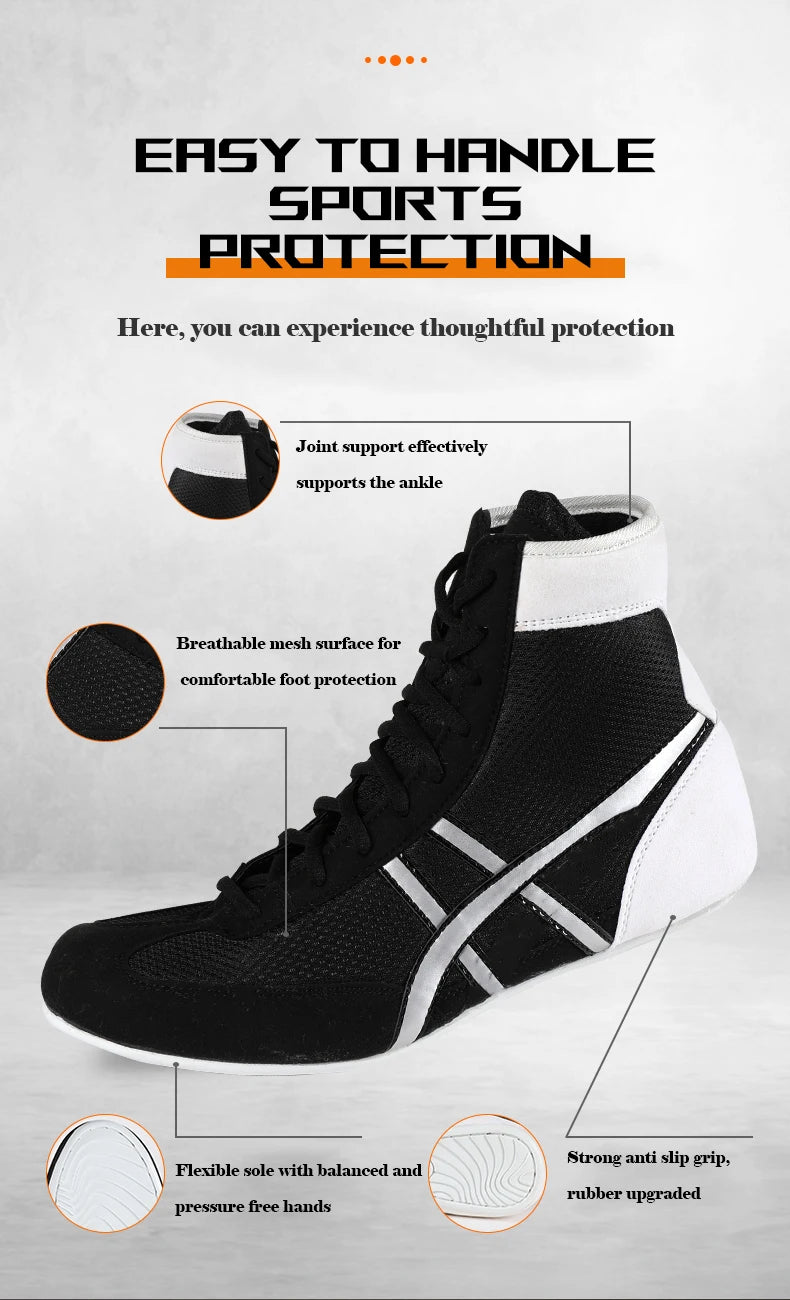 Professional Unisex Boxing Shoes Breathable Wear-Resistant Non-Slip Wrestling Shoes Fighting Sneakers Gym Training Footwear