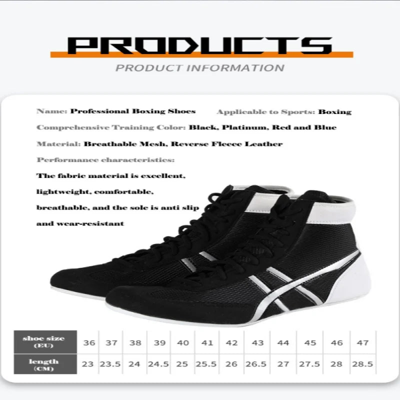 Professional Unisex Boxing Shoes Breathable Wear-Resistant Non-Slip Wrestling Shoes Fighting Sneakers Gym Training Footwear