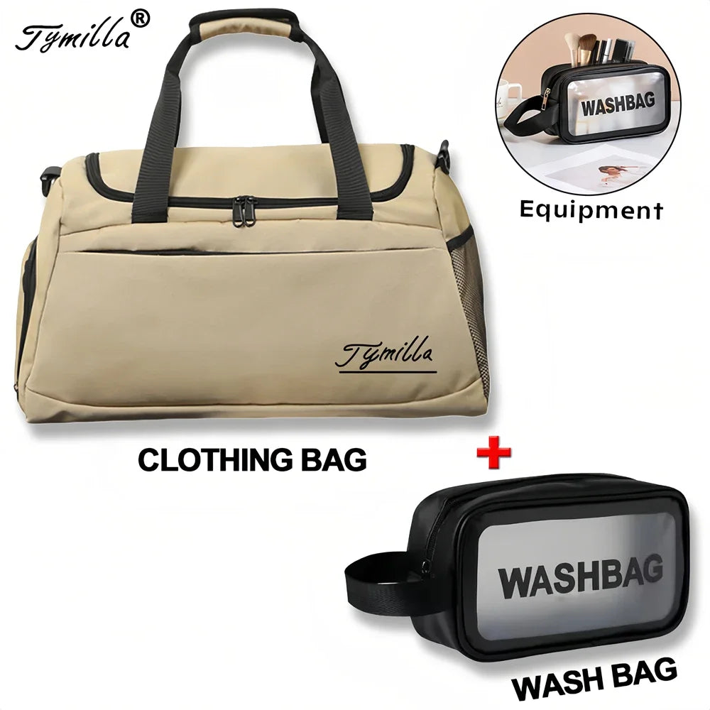 Tymilla Brand,31L Clothing Bag+Wash Bag,Lightweight,Short-distance,Duffle Storage,Messenger Bag,Sports Gym Bag,Golf Bag,Yoga Bag
