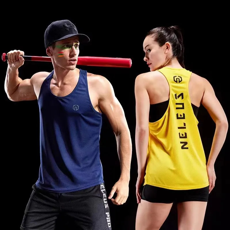 2PCS Adult Men Women Running Outdoor Shirts Tight Gym Tank Top Fitness Sleeveless T-shirts Sport Exercise Basketball Vest Clothe
