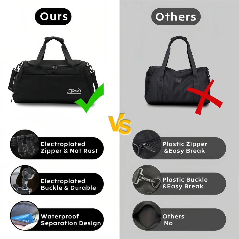 Tymilla Brand,31L Clothing Bag+Wash Bag,Lightweight,Short-distance,Duffle Storage,Messenger Bag,Sports Gym Bag,Golf Bag,Yoga Bag