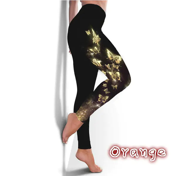 Butterfly Digital Print Yoga Fitness Slim Leggings