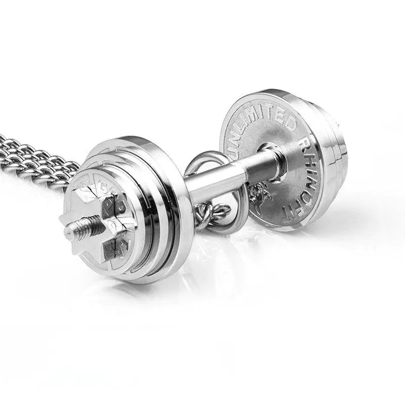 Titanium Steel Dumbbell Necklace with Barbell Disk