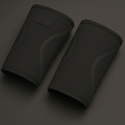 Gymreapers Knee Sleeves (1 Pair) With Gym Bag - IPF Approved - Knee Compression Sleeve Support for Squats Weightlifting and Powerlifting 7MM Neoprene Sleeves - 1 Year Warranty (Black/Black Medium)