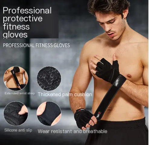 Men's Grip-Enhancing Gym Gloves for Pull-Ups