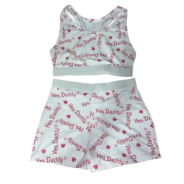 Summer Fashion Digital Print Activewear Set (Two Pieces)