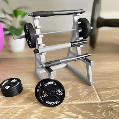EKDJKK Squat Rack Pen Holder Barbell Rack Pen Holder Mini Squat Rack Decor with Weights & Barbells Fun Desk Gym Decorations Accessories for Fitness Enthusiasts and Weightlifting Fans