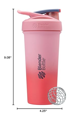 BlenderBottle Strada Shaker Cup Insulated Stainless Steel Water Bottle with Wire Whisk, 24-Ounce, Black