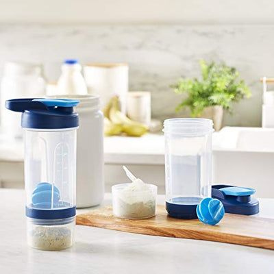 Amazon Basics Protein Shaker Bottle with Mixer Ball, Cups for Shakes, 20 oz, 2-Pack, Gray, 11.8x9x23 cm