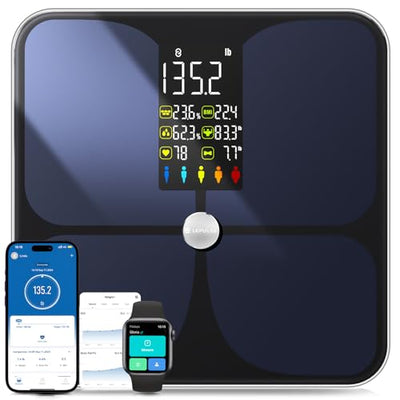 Lepulse Scale for Body Weight, Smart Digital Bathroom Weight Scale with BMI Muscle Mass 20 Body Composition Metrics,4.68"Large Display Body Fat Scales, Heart Rate, Accurate Bluetooth Weighing with App