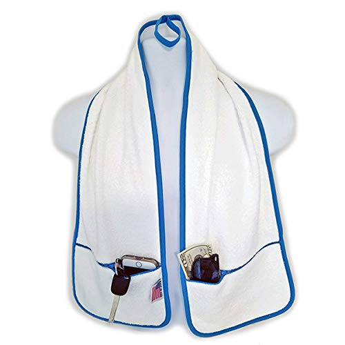 Sports Towel - 2 Zipper Pockets Hold Belongings Safe While You Exercise, at The Gym. Play Pickleball, Tennis, Golf.100% Cotton Ring Spun Loops Super Soft and Absorbent (Mint)