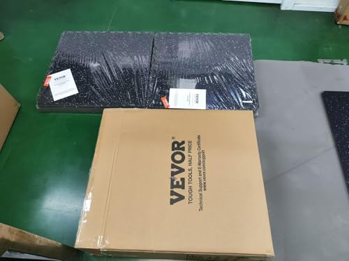 VEVOR 0.56Inch 48sq.ft 12 Tiles Gym Flooring for Home Gym, Rubber Top with High Density EVA Foam, 25 x 25In Gym Floor Exercise Equipment Mats, Interlocking Gym Mats, Puzzle Workout Mats, Black & Gray