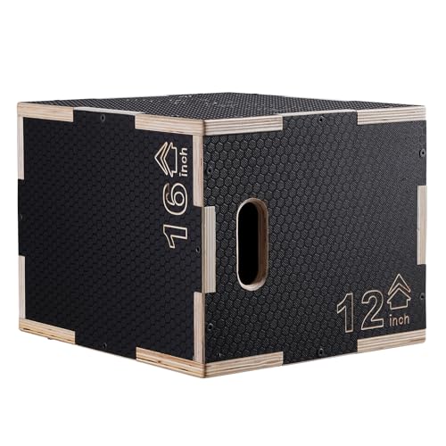 VEVOR 3 in 1 Plyometric Jump Box, Easy-to-Assemble Wood Plyo Box for Jumping Trainers, Home Gym Training and Conditioning