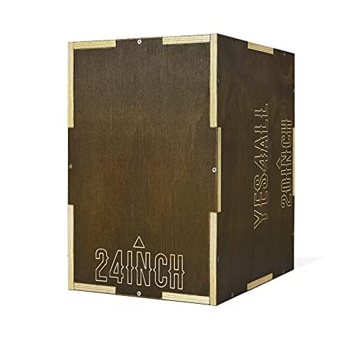 Yes4All Plyo Box, 3-in-1 Wooden Box Jumps for Home Gym, 450 lbs Boxes Step Up with Smooth Edges & Wide Built-in Handles for Jumping, Strength Training, Lunges, Squats, Dips