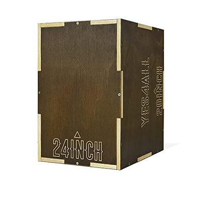 Yes4All Plyo Box, 3-in-1 Wooden Box Jumps for Home Gym, 450 lbs Boxes Step Up with Smooth Edges & Wide Built-in Handles for Jumping, Strength Training, Lunges, Squats, Dips