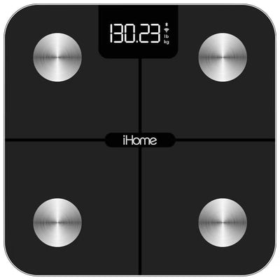 iHome Digital Bluetooth Smart Scale for Body Weight, Weight Scale, Including BMI, Body Fat, Muscle Mass, Batteries Included (Black Smart Bluetooth)