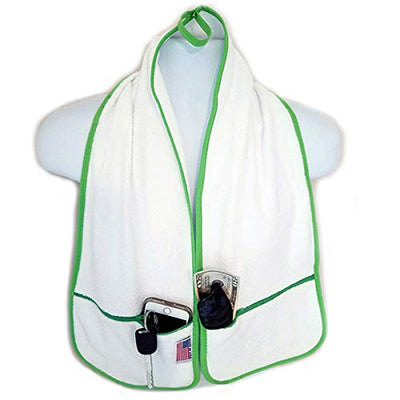 Sports Towel - 2 Zipper Pockets Hold Belongings Safe While You Exercise, at The Gym. Play Pickleball, Tennis, Golf.100% Cotton Ring Spun Loops Super Soft and Absorbent (Mint)