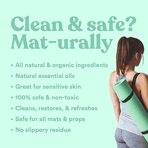 ASUTRA Yoga Mat Cleaner Spray (Energizing Peppermint), 4 fl oz - No Slippery Residue, Organic Essential Oils, Deep-Cleansing for Fitness Gear & Gym Equipment, Microfiber Towel Included