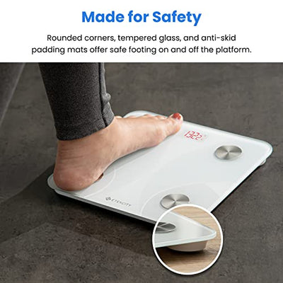 Etekcity Smart Rechargeable Scale for Body Weight, BMI, Fat, Muscle Mass, FSA&HSA Eligible, Digital Bathroom Scale with 13 Metrics, Secret Mode, Bluetooth Connect to Free Apps, Rainbow White