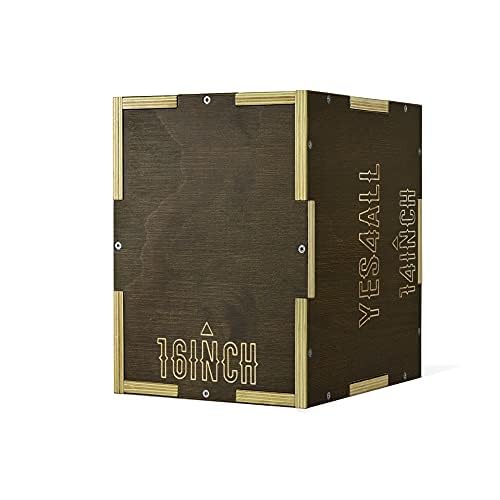 Yes4All Plyo Box, 3-in-1 Wooden Box Jumps for Home Gym, 450 lbs Boxes Step Up with Smooth Edges & Wide Built-in Handles for Jumping, Strength Training, Lunges, Squats, Dips