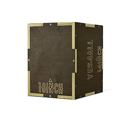 Yes4All Plyo Box, 3-in-1 Wooden Box Jumps for Home Gym, 450 lbs Boxes Step Up with Smooth Edges & Wide Built-in Handles for Jumping, Strength Training, Lunges, Squats, Dips