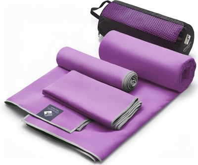 OlimpiaFit Quick Dry Towel - 3 Size Pack of Lightweight Microfiber Travel Towels w/Bag - Fast Drying Towel Set for Camping, Beach, Gym, Backpacking, Sports, Yoga & Swim Use