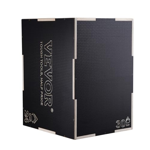 VEVOR 3 in 1 Plyometric Jump Box, Easy-to-Assemble Wood Plyo Box for Jumping Trainers, Home Gym Training and Conditioning