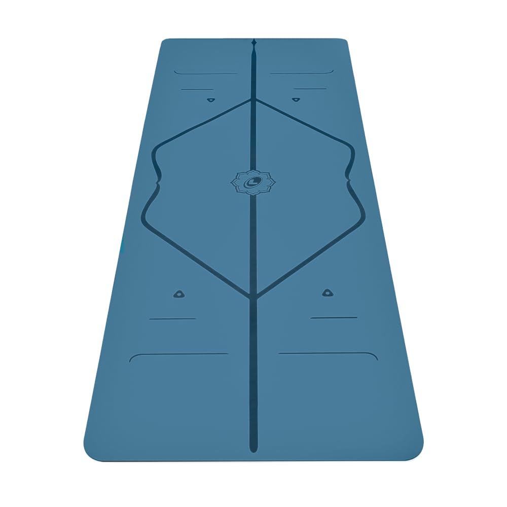 Liforme Original Yoga Mat – Free Yoga Bag Included - Patented Alignment System, Warrior-like Grip, Non-slip, Eco-friendly, sweat-resistant, long, wide, 4.2mm thick mat for comfort