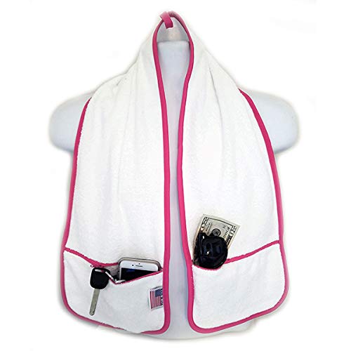 Sports Towel - 2 Zipper Pockets Hold Belongings Safe While You Exercise, at The Gym. Play Pickleball, Tennis, Golf.100% Cotton Ring Spun Loops Super Soft and Absorbent (Mint)
