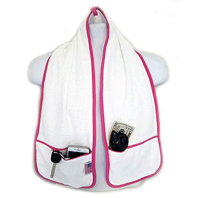 Sports Towel - 2 Zipper Pockets Hold Belongings Safe While You Exercise, at The Gym. Play Pickleball, Tennis, Golf.100% Cotton Ring Spun Loops Super Soft and Absorbent (Mint)