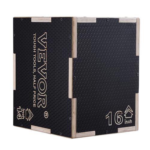 VEVOR 3 in 1 Plyometric Jump Box, Easy-to-Assemble Wood Plyo Box for Jumping Trainers, Home Gym Training and Conditioning