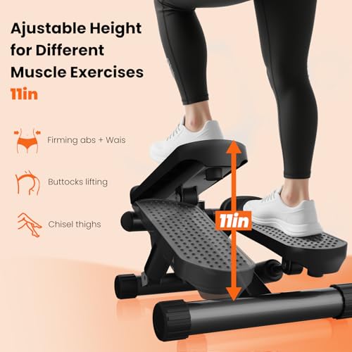 Sweetcrispy Mini Stair Steppers with Resistance Bands for Exercise at Home, Portable Exercise Twist Stepper Machine for Full Body Workout, 300LBS Capacity