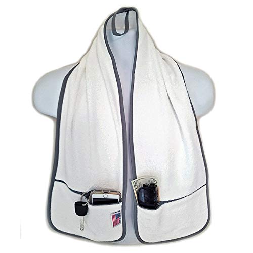 Sports Towel - 2 Zipper Pockets Hold Belongings Safe While You Exercise, at The Gym. Play Pickleball, Tennis, Golf.100% Cotton Ring Spun Loops Super Soft and Absorbent (Mint)