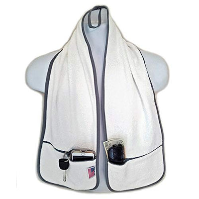 Sports Towel - 2 Zipper Pockets Hold Belongings Safe While You Exercise, at The Gym. Play Pickleball, Tennis, Golf.100% Cotton Ring Spun Loops Super Soft and Absorbent (Mint)