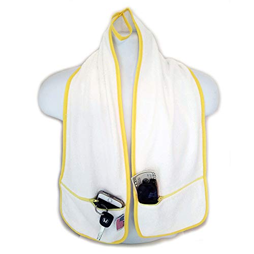 Sports Towel - 2 Zipper Pockets Hold Belongings Safe While You Exercise, at The Gym. Play Pickleball, Tennis, Golf.100% Cotton Ring Spun Loops Super Soft and Absorbent (Mint)
