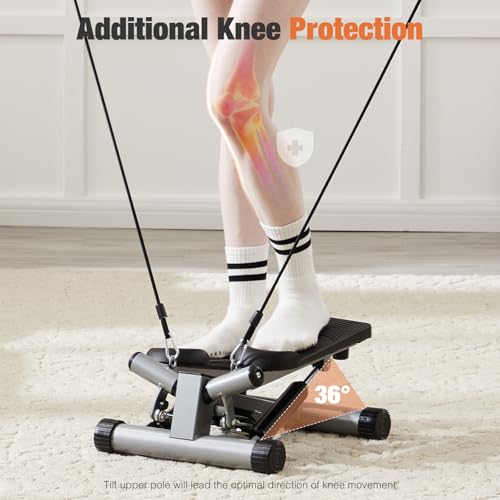Sweetcrispy Mini Stair Steppers with Resistance Bands for Exercise at Home, Portable Exercise Twist Stepper Machine for Full Body Workout, 300LBS Capacity