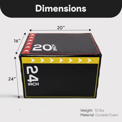 OLIXIS 3-in-1 Plyo Jumping Exercise Box Home Gym Workout Trainer, Non-Slip Multi-Use Cushioned Plyometric Jump Box for Conditioning, Strength Training 24 x 20 x 16 Inch