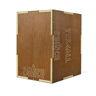 Yes4All Plyo Box, 3-in-1 Wooden Box Jumps for Home Gym, 450 lbs Boxes Step Up with Smooth Edges & Wide Built-in Handles for Jumping, Strength Training, Lunges, Squats, Dips