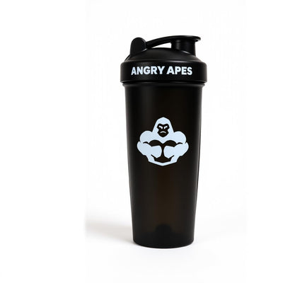 Angry Apes 28 oz Shaker Bottle – BPA-Free Tritan, Leak-Proof Flip Cap, Aluminum Mixer Ball & Measurement Scale – White Variant with Black Logo (white)