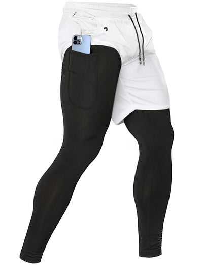 Aolesy Men's 2 in 1 Running Pants, Gym Workout Compression Pants for Men Training Athletic