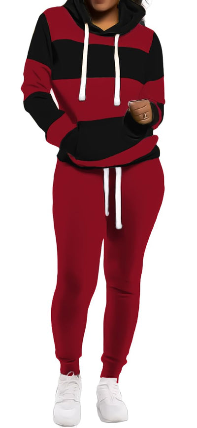 TOPONSKY Womens 2 Piece Tracksuit Long Sleeve Warm Up Outfit Patchwork Pants Set