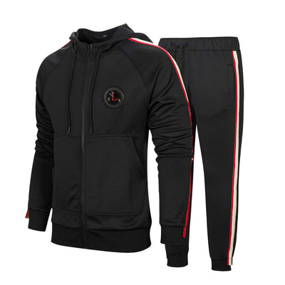 DUOFIER Men's Hooded Athletic Tracksuit Casual Full Zip Jogging Sweatsuits