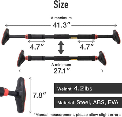 Japard Pull Up Bar for Doorway, Strength Training without Screws, Adjustable Door Frame 27"-41" Width, No-Damage Hanging Equipment for Home Gym, Upper Body Workout