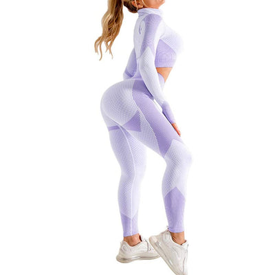 3pcs Seamless Outfit Workout Sets Gym for Women, Fitness Sports School Running Clothes Yoga Sportswear