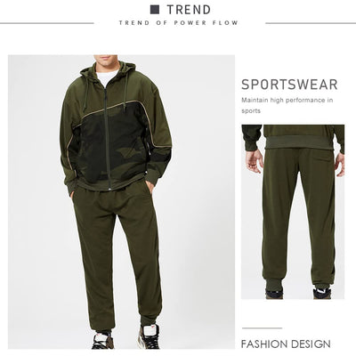 DUOFIER Men's Hooded Athletic Tracksuit Casual Full Zip Jogging Sweatsuits